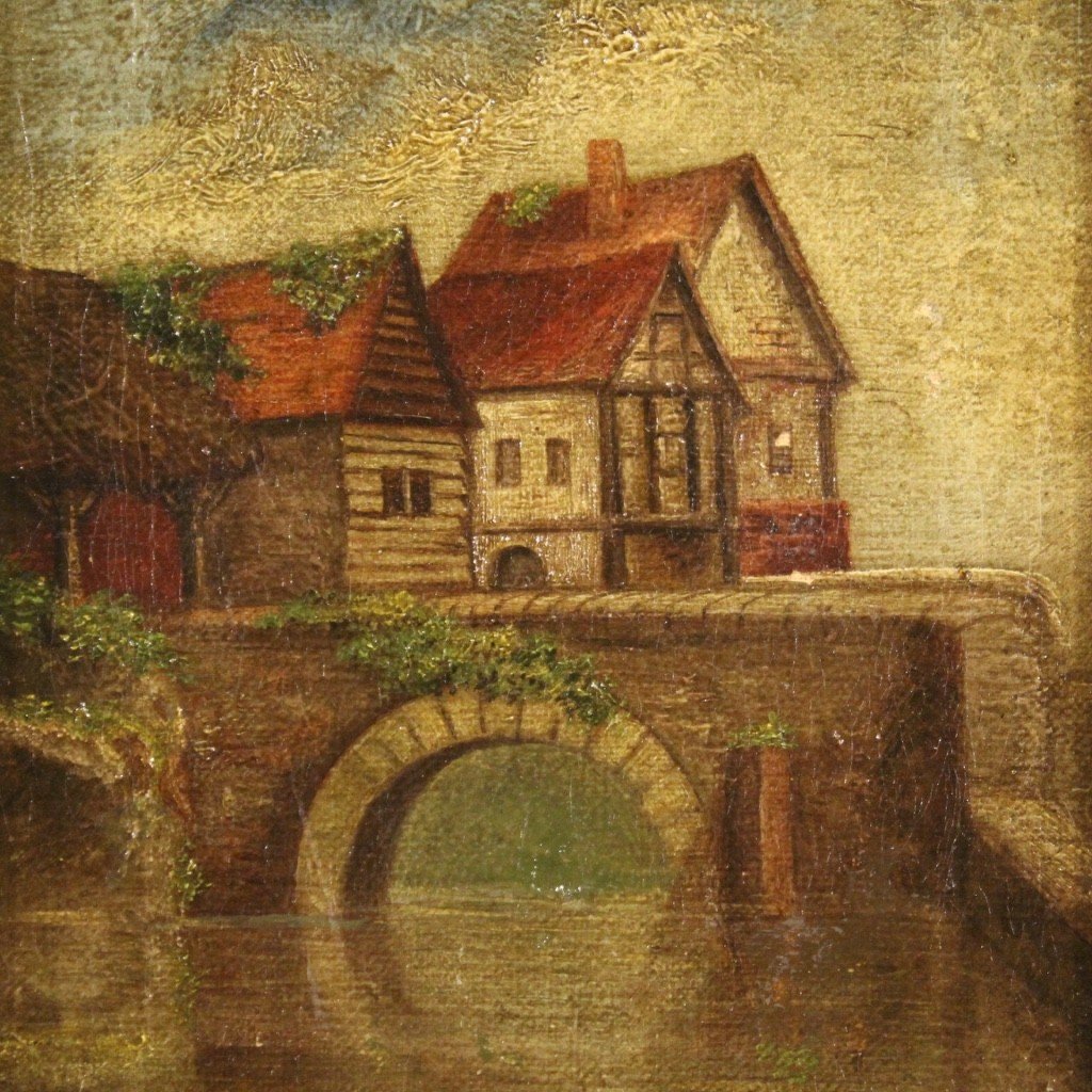 Piccolo dipinto paesaggio inglese del XX secolo-photo-7
