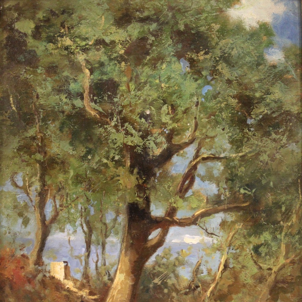Dipinto italiano paesaggio firmato del XX secolo-photo-6