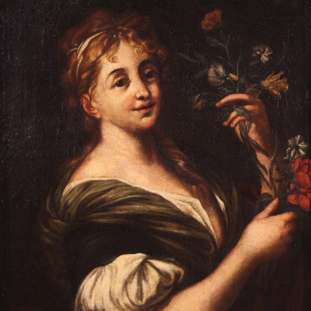 Ritratto di dama con mazzolino di fiori del XVIII secolo-photo-2