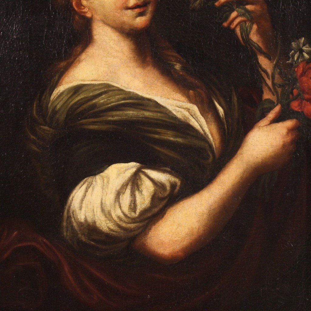 Ritratto di dama con mazzolino di fiori del XVIII secolo-photo-4