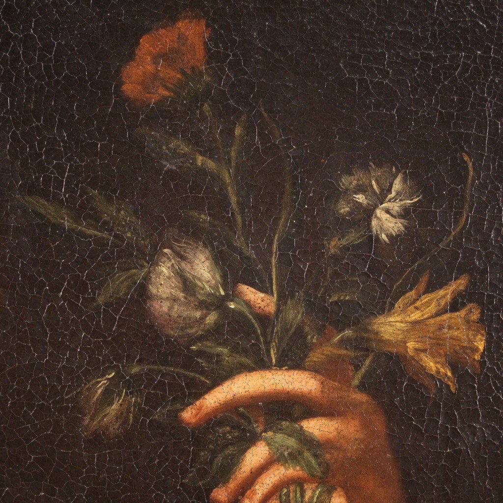 Ritratto di dama con mazzolino di fiori del XVIII secolo-photo-5