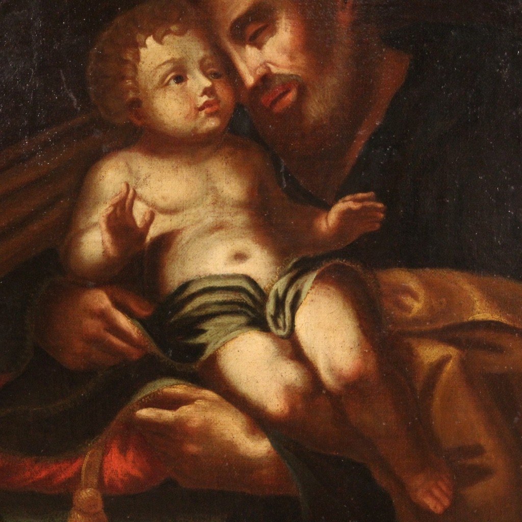 Dipinto italiano religioso, San Giuseppe col bambino del XVIII secolo-photo-8