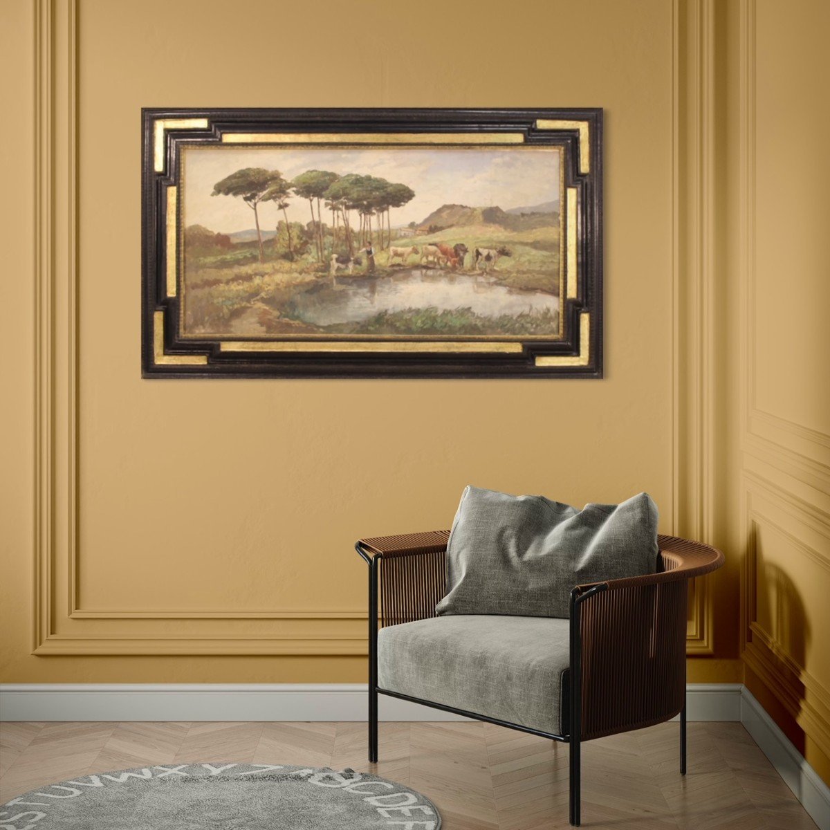 Grande dipinto francese paesaggio firmato del XX secolo-photo-1