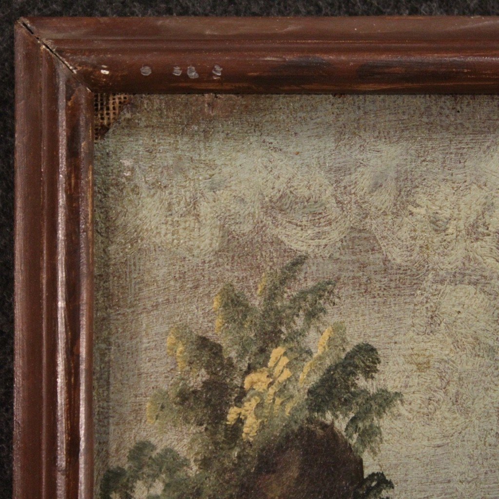 Dipinto italiano paesaggio antico del XVIII secolo-photo-5