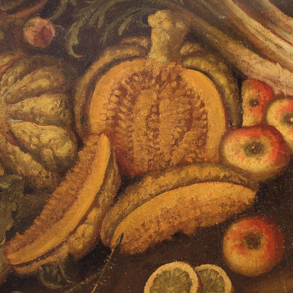 Natura morta dipinto ovale del XVIII secolo-photo-4