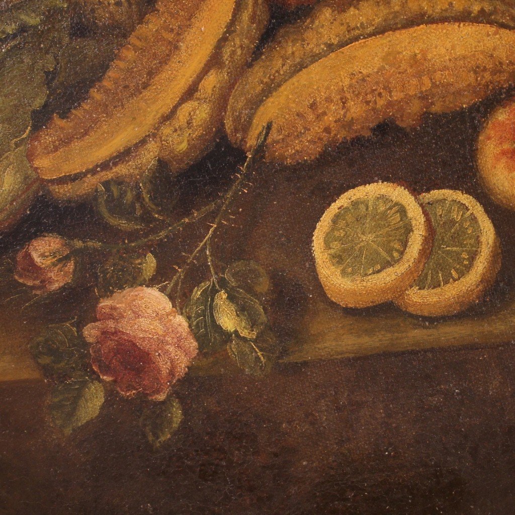 Natura morta dipinto ovale del XVIII secolo-photo-6
