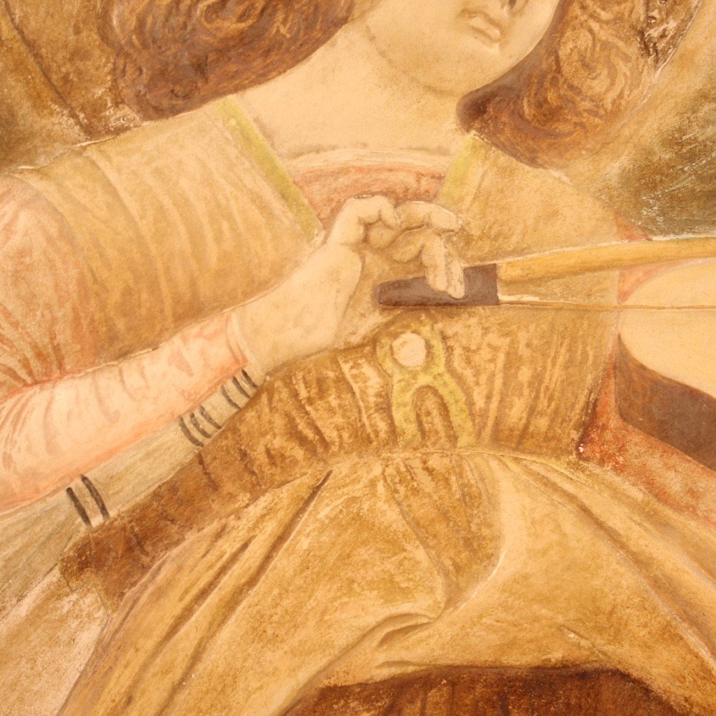 Formella a bassorilievo italiana in terra di Signa timbrata e numerata-photo-3