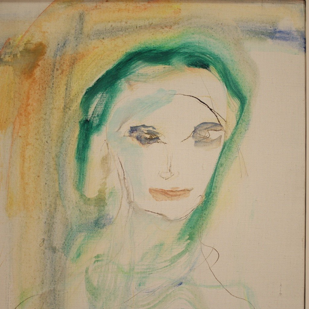 Dipinto ritratto femminile del XX secolo-photo-4