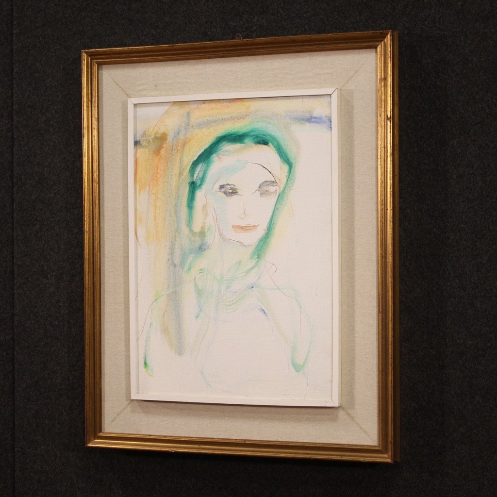 Dipinto ritratto femminile del XX secolo-photo-8