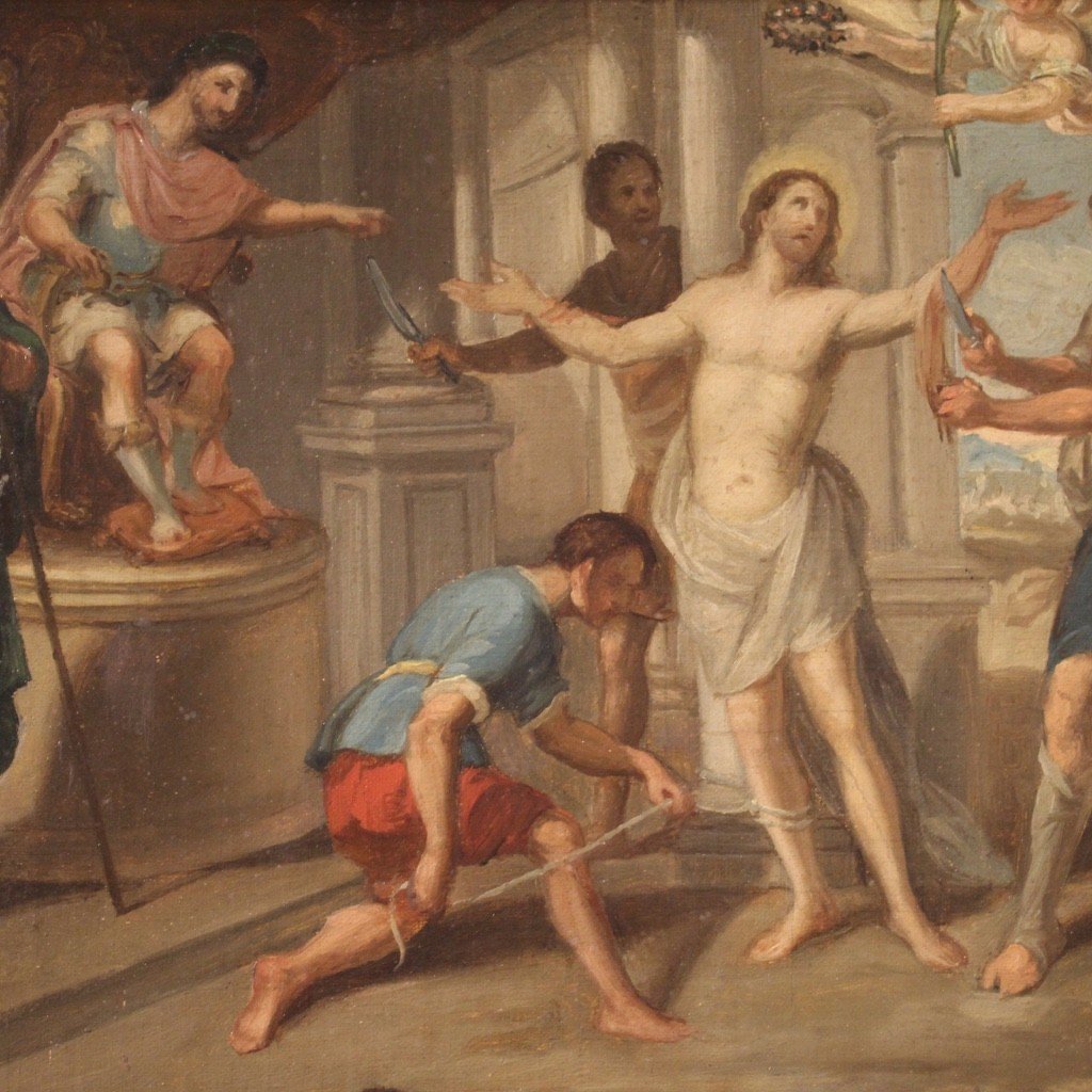 Dipinto italiano Martirio di San Bartolomeo del XVIII secolo-photo-3