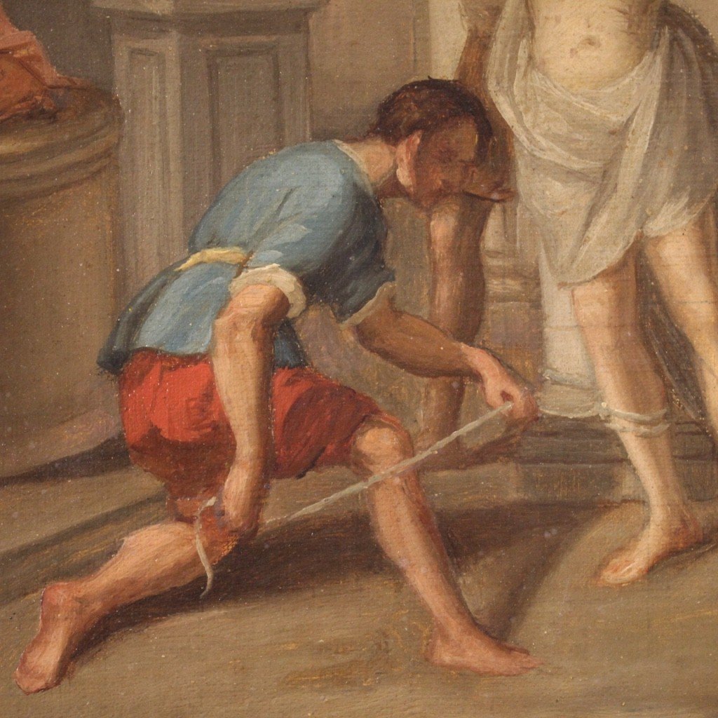 Dipinto italiano Martirio di San Bartolomeo del XVIII secolo-photo-4