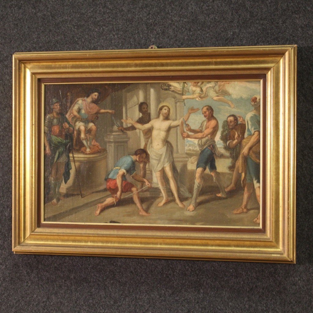 Dipinto italiano Martirio di San Bartolomeo del XVIII secolo-photo-2