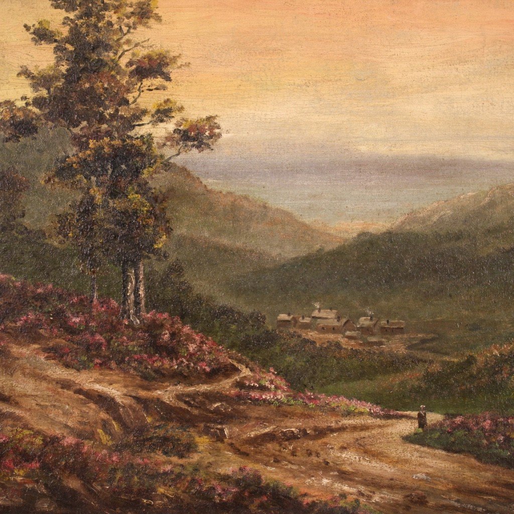 Piccolo dipinto paesaggio romantico anni 20'-photo-4