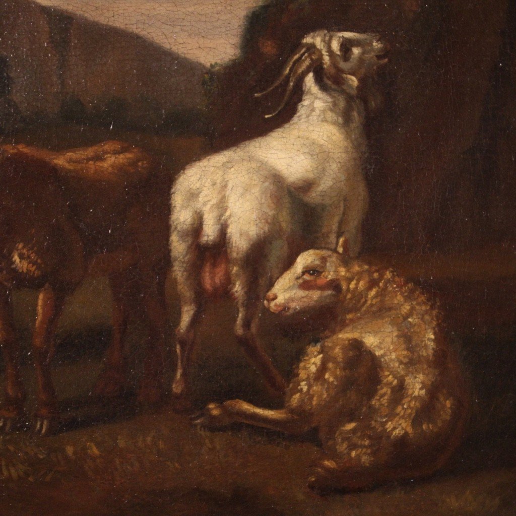 Dipinto italiano paesaggio pastorale del XVIII secolo-photo-4