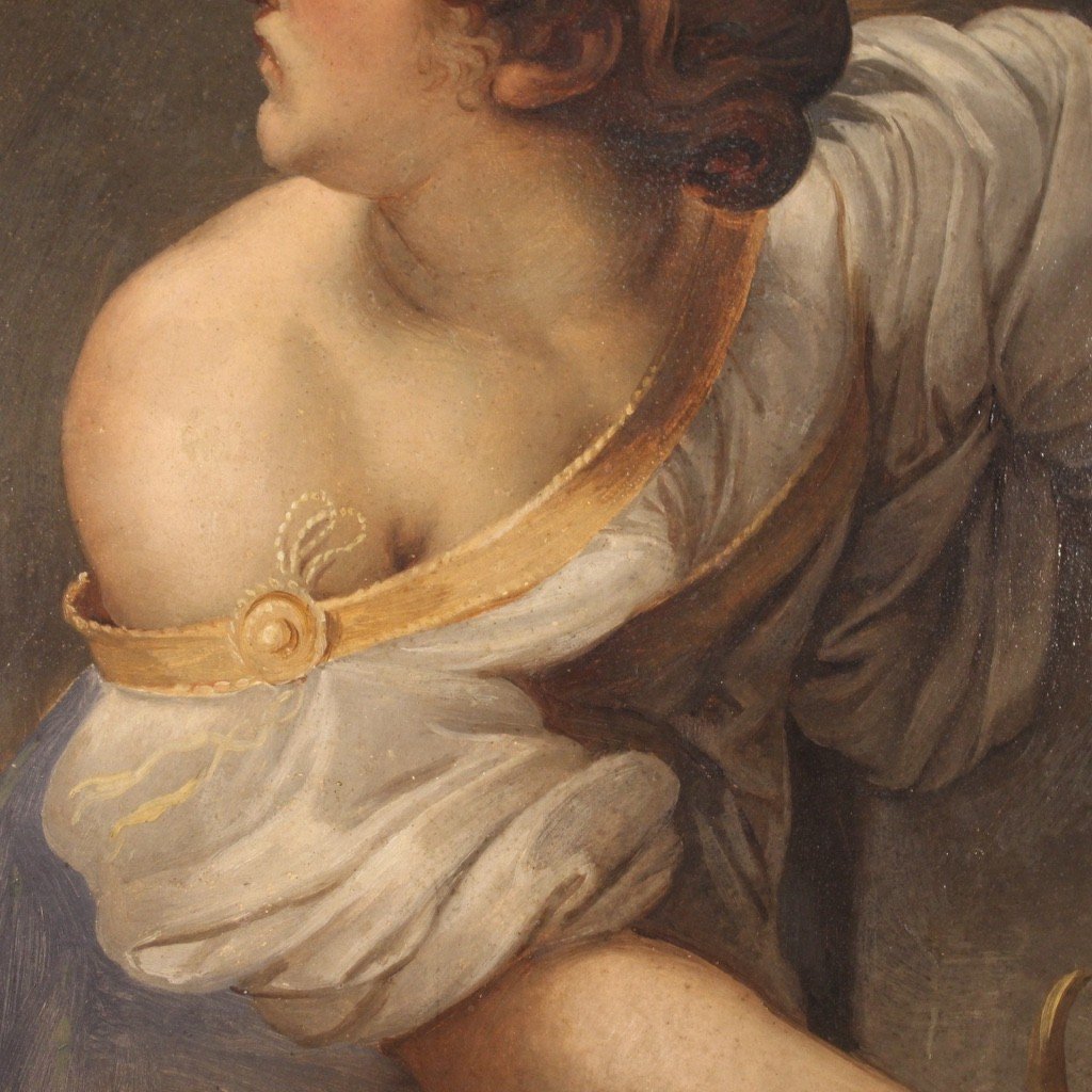 Antico dipinto francese Sibilla del XIX secolo-photo-4