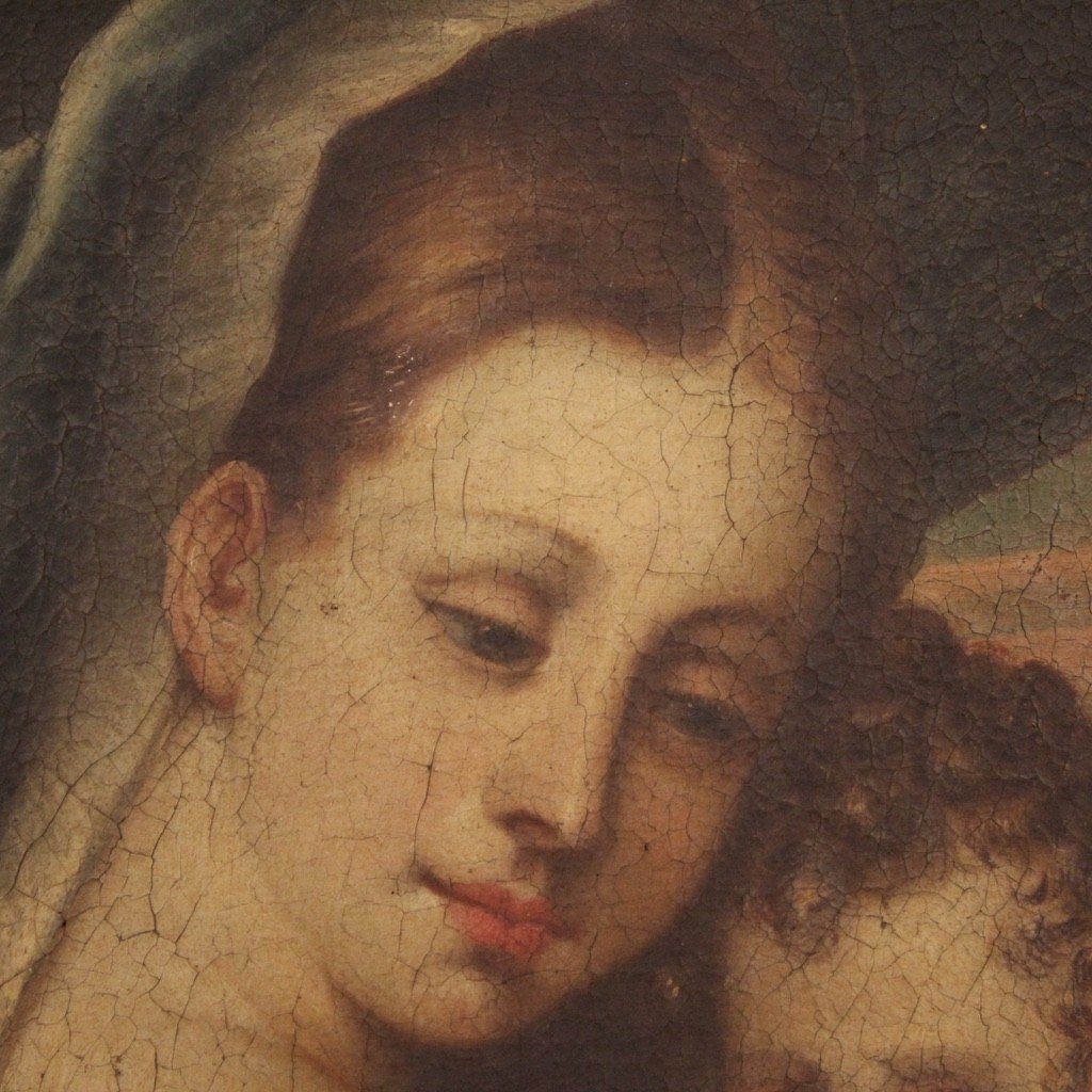 Antica Madonna con bambino dipinto del XVIII secolo-photo-7