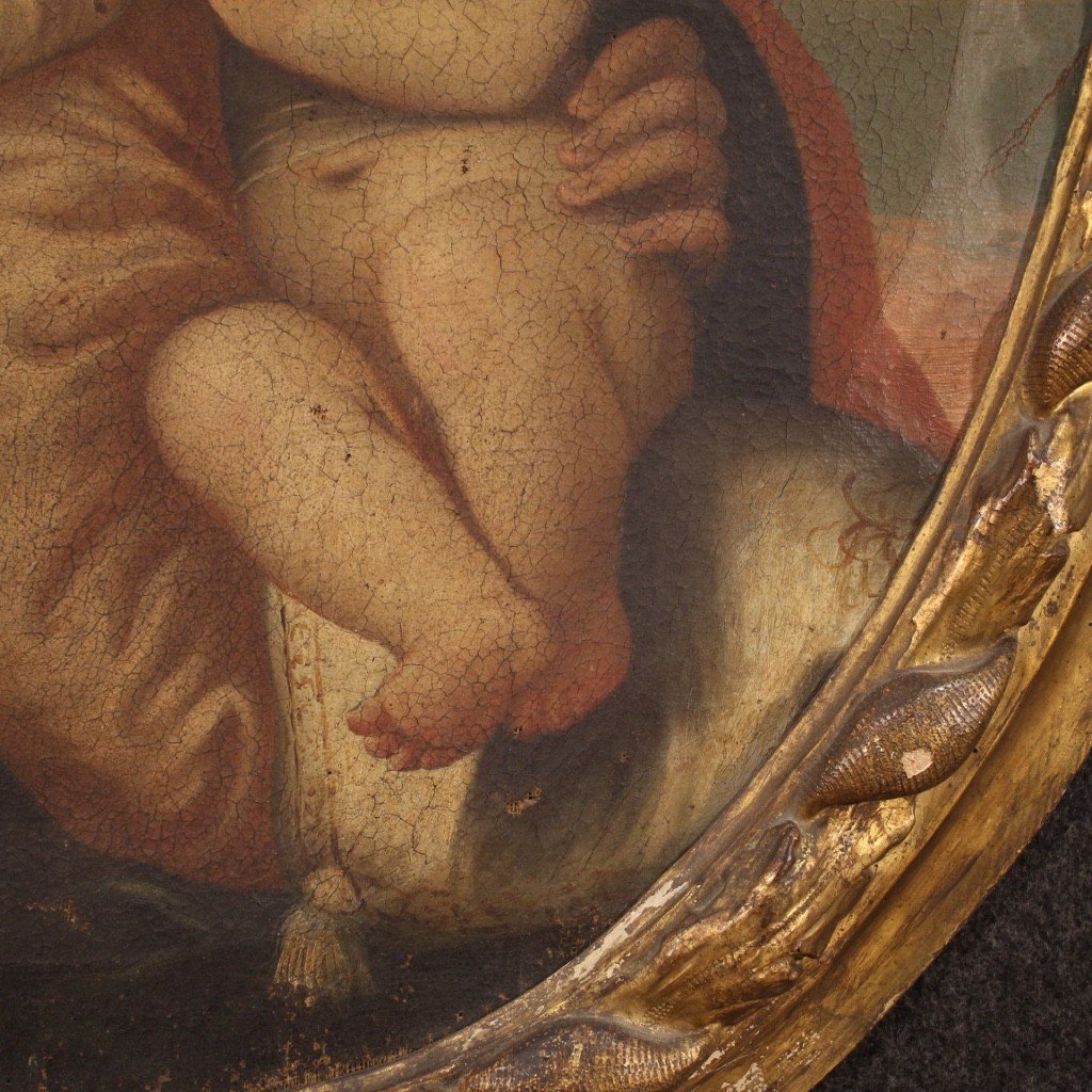 Antica Madonna con bambino dipinto del XVIII secolo-photo-8