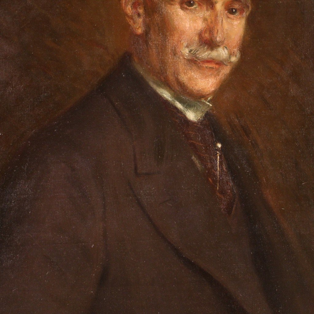 Dipinto italiano ritratto firmato e datato 1918-photo-3