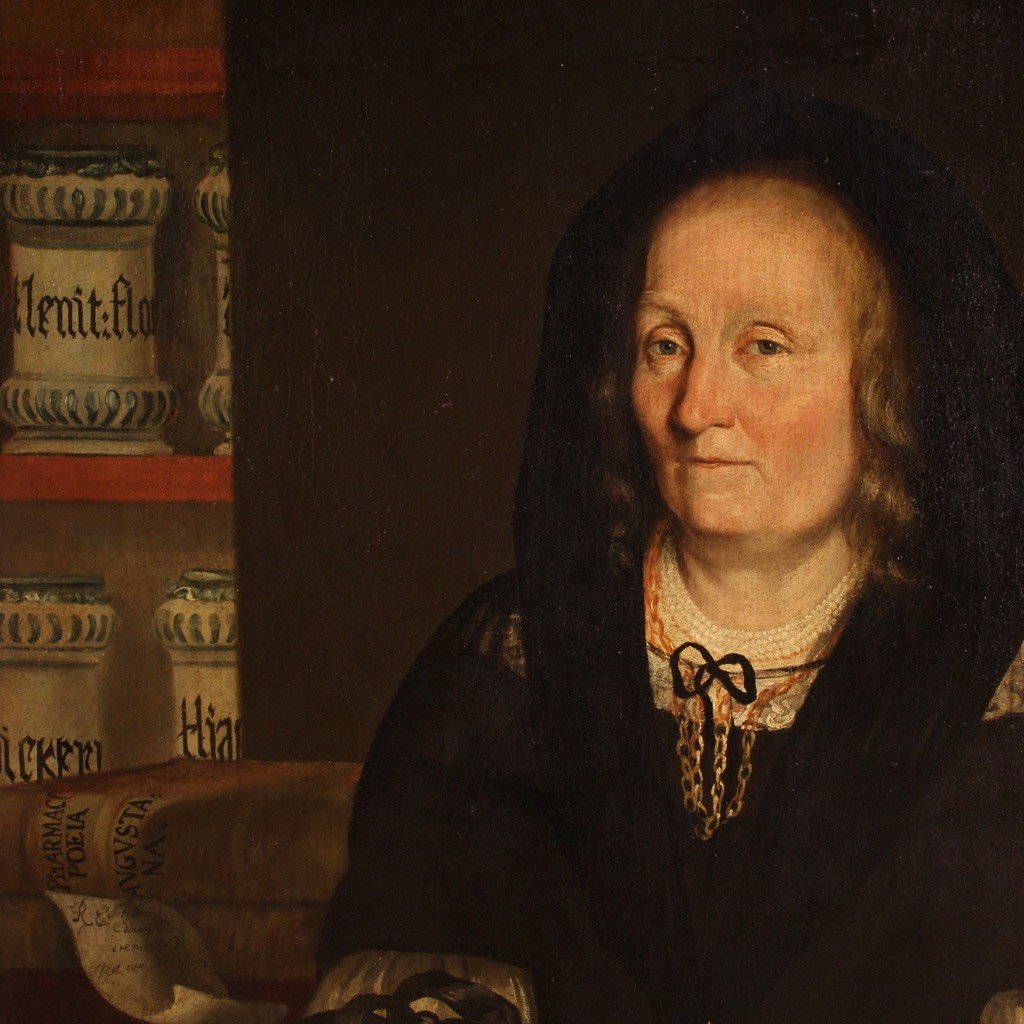 Grande ritratto La vedova del farmacista di Trento della seconda metà del XVII secolo-photo-3
