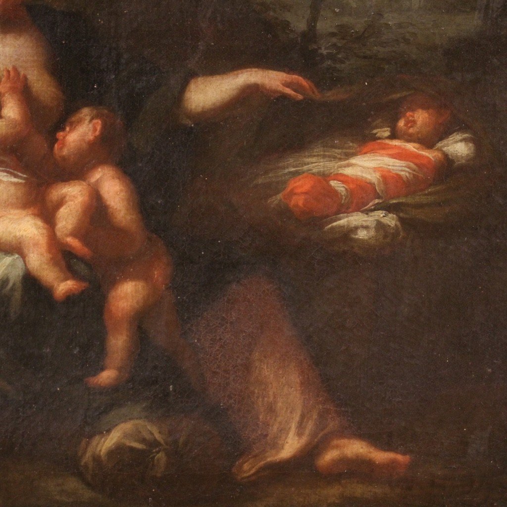 Antico dipinto italiano Allegoria della maternità del XVIII secolo-photo-2
