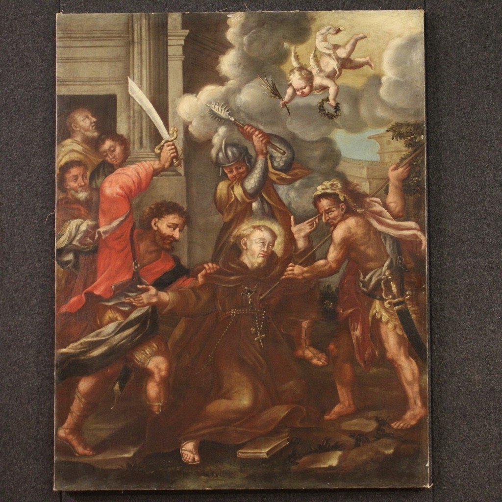 Dipinto Italiano del XVIII secolo, il martirio di San Fedele di Sigmaringen-photo-2