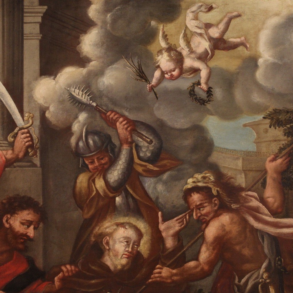 Dipinto Italiano del XVIII secolo, il martirio di San Fedele di Sigmaringen-photo-3