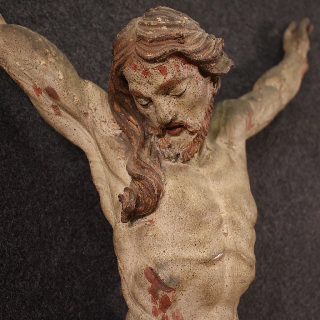 Grande scultura Cristo crocifisso in legno policromo del XVIII secolo-photo-2
