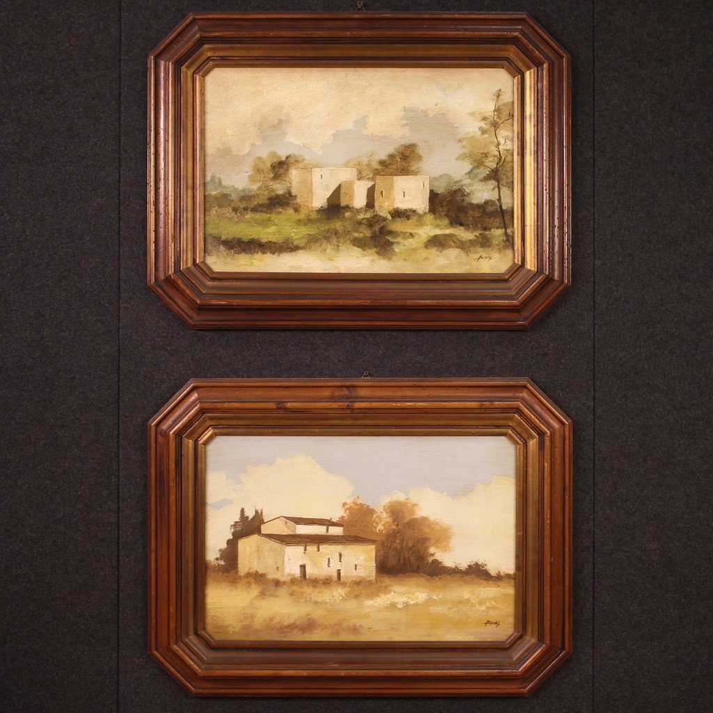 Dipinto paesaggio ad olio del XX secolo-photo-1