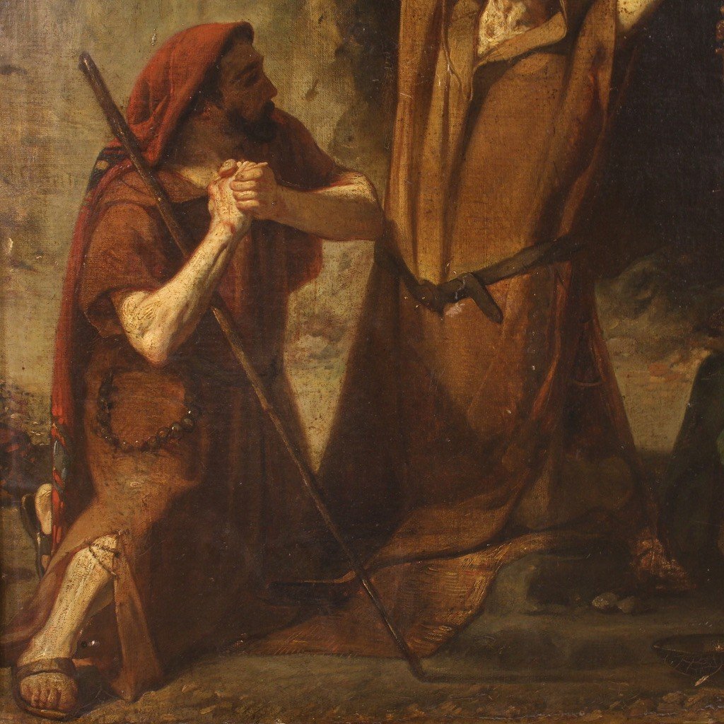 La Vision De Saint Antoine l'Abbé, Peinture Du 19ème Siècle-photo-8