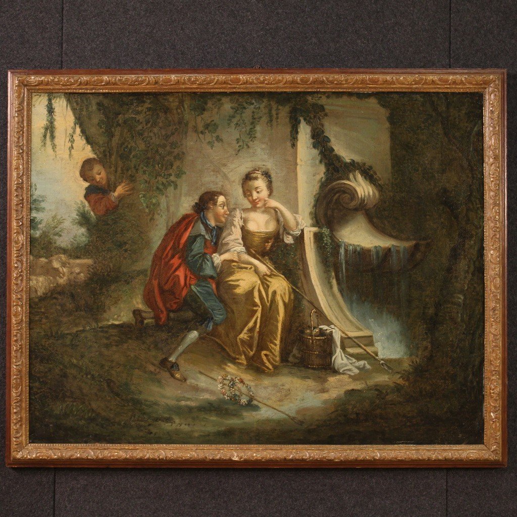 Quadro francese scena galante della seconda metà del XVIII secolo-photo-2