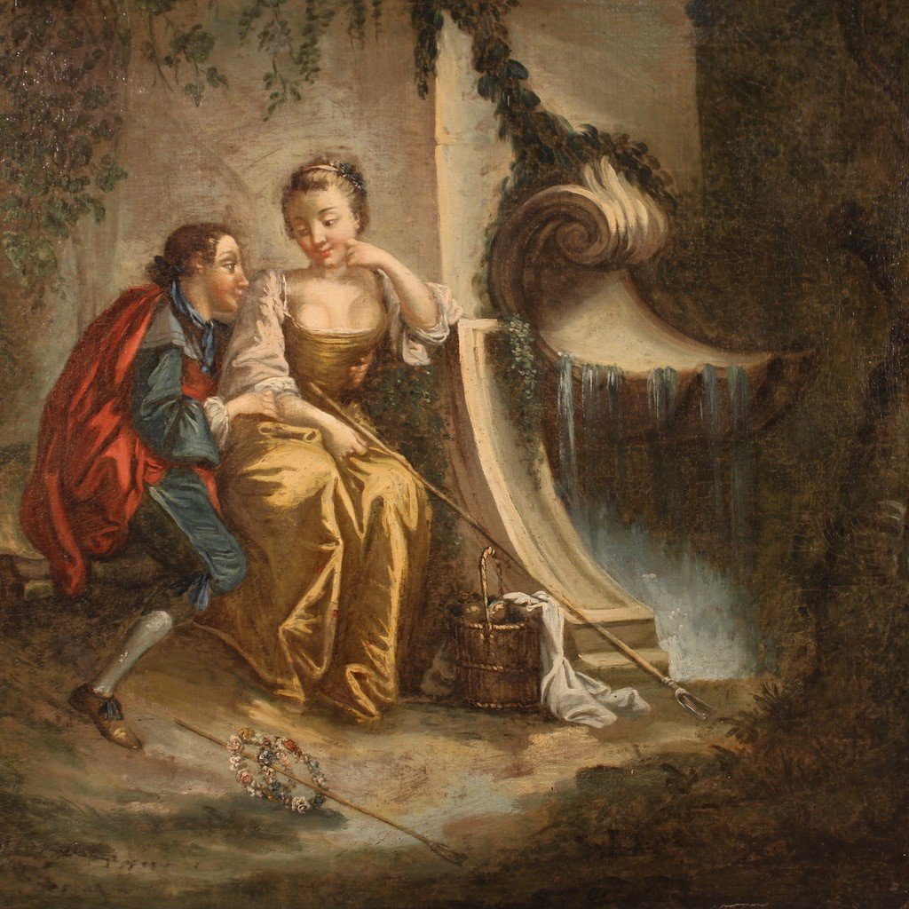 Quadro francese scena galante della seconda metà del XVIII secolo-photo-4