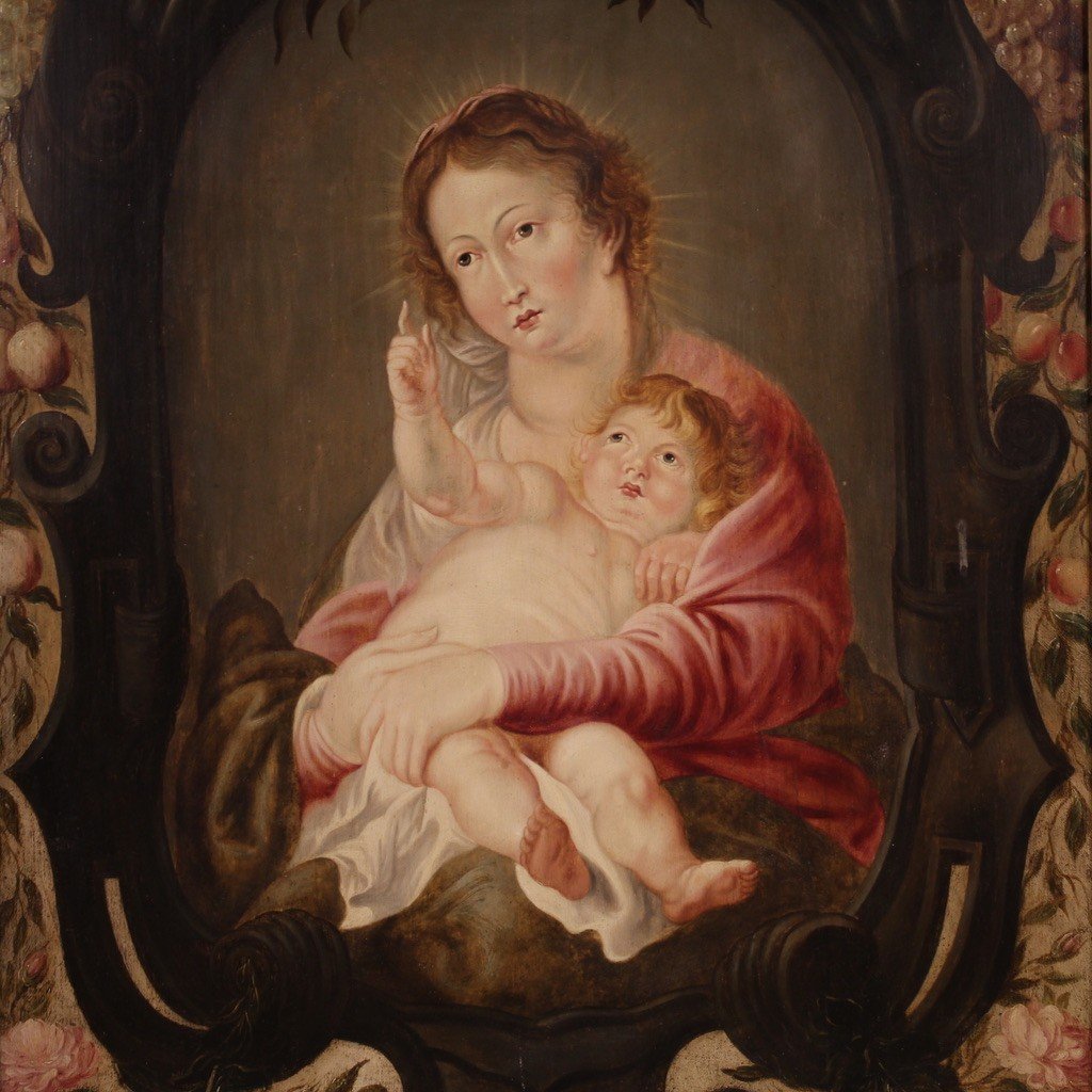Tavola fiamminga del XVII secolo, Madonna col bambino-photo-2