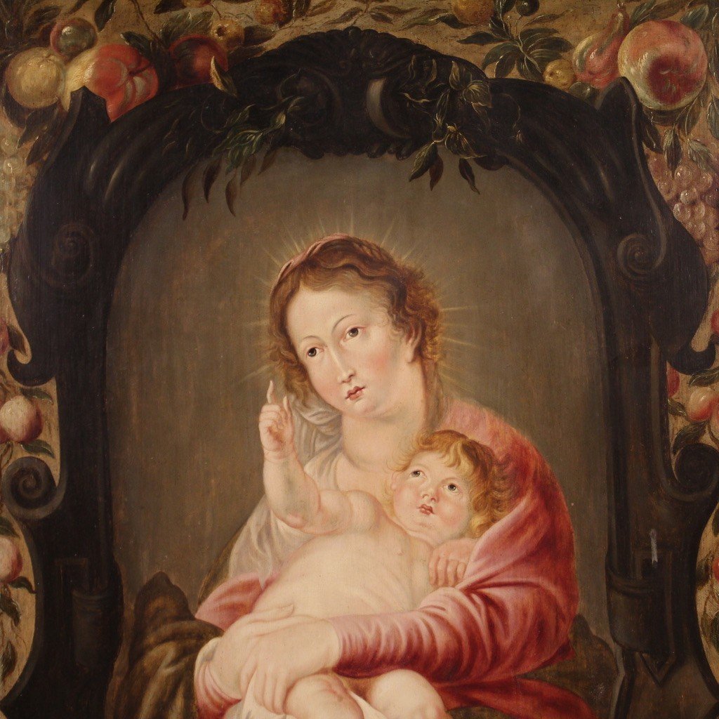 Tavola fiamminga del XVII secolo, Madonna col bambino-photo-4