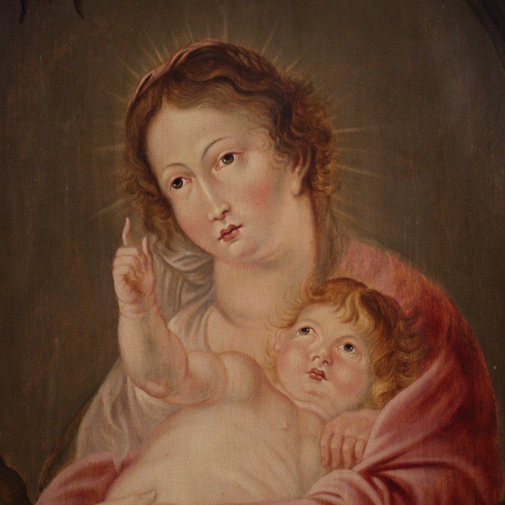 Tavola fiamminga del XVII secolo, Madonna col bambino-photo-1
