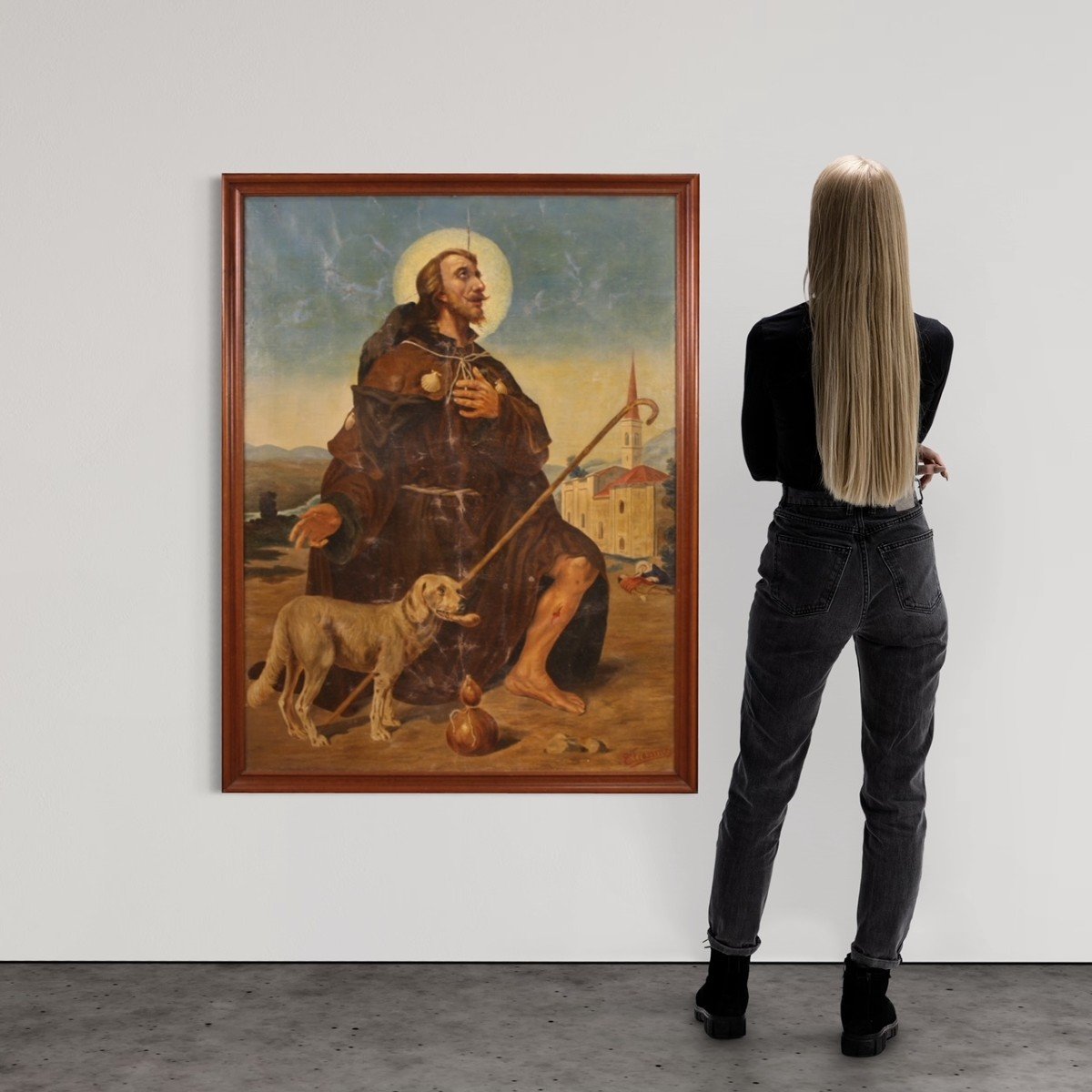 Grande dipinto religioso italiano del XX secolo, San Rocco-photo-2