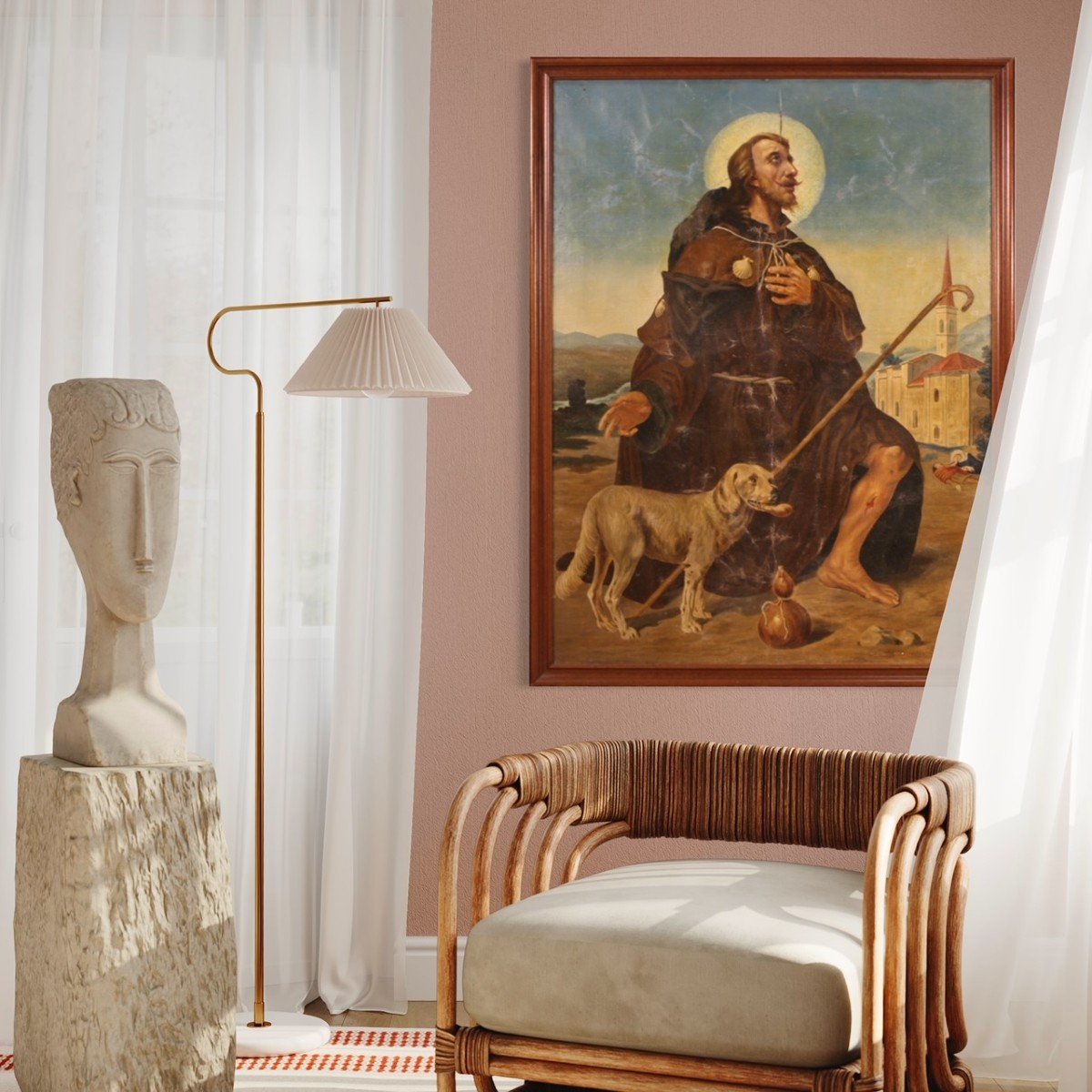 Grande dipinto religioso italiano del XX secolo, San Rocco-photo-8