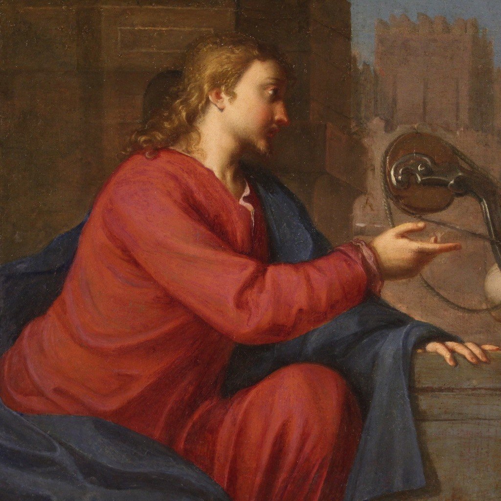 Scuola italiana del XVII secolo, Gesù e la Samaritana al pozzo-photo-3