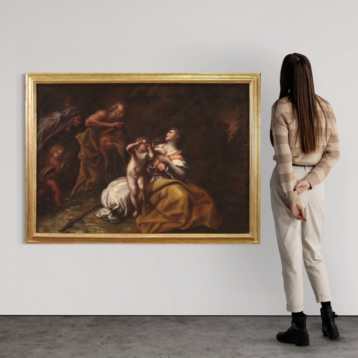 Grande dipinto del XVII secolo, Abramo scaccia Agar e Ismaele-photo-3