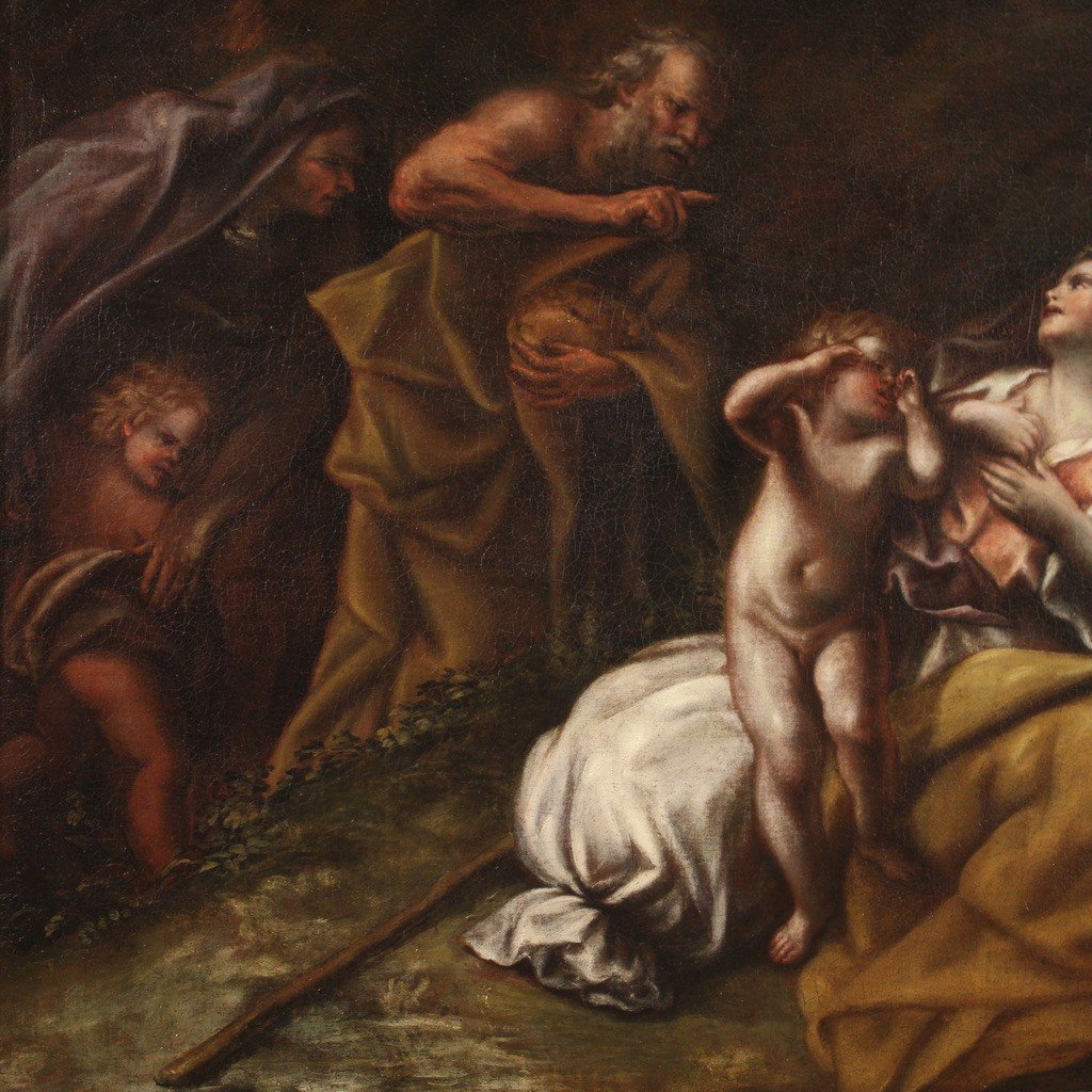 Grande dipinto del XVII secolo, Abramo scaccia Agar e Ismaele-photo-6