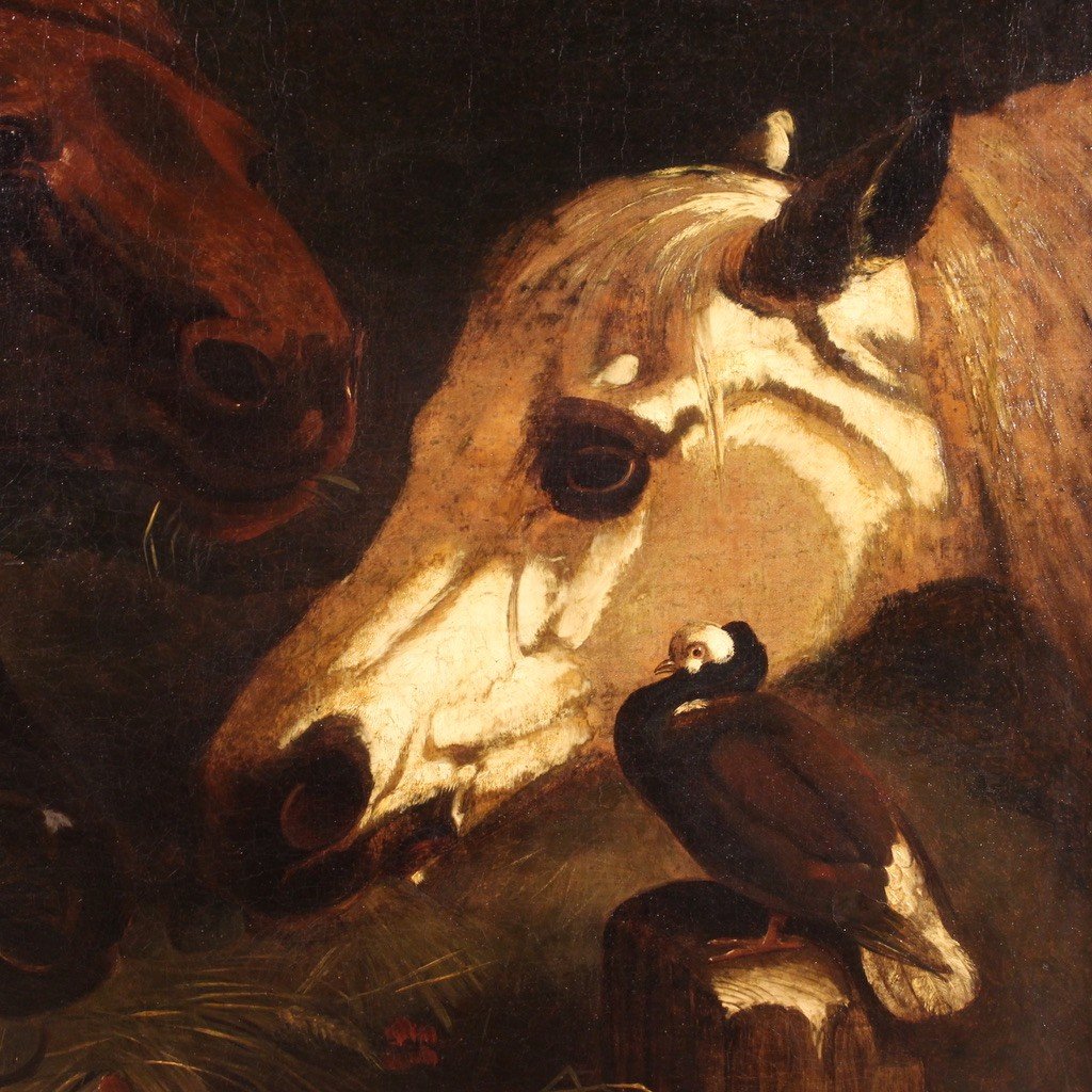 Dipinto italiano con cavalli della prima metà del XIX secolo-photo-4