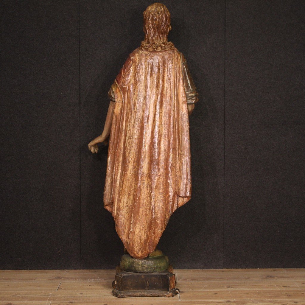 Grande scultura in legno policromo del XVIII secolo-photo-3