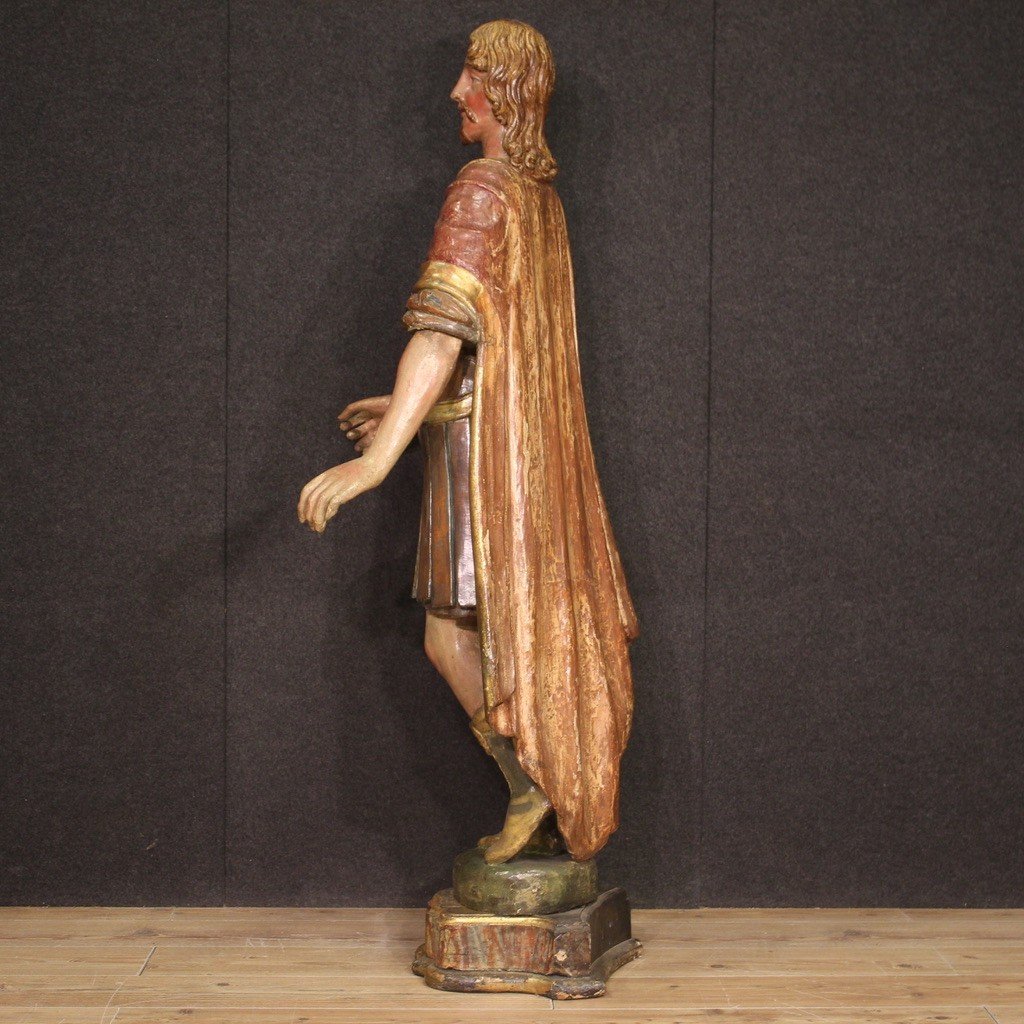 Grande scultura in legno policromo del XVIII secolo-photo-4