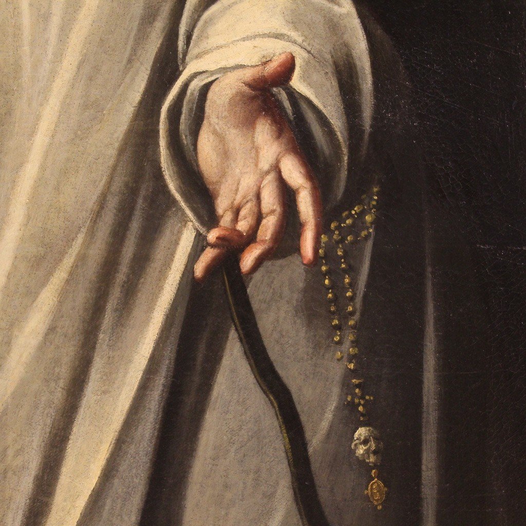 Dipinto religioso italiano del XVII secolo, Apparizione della Vergine a San Giacinto-photo-5