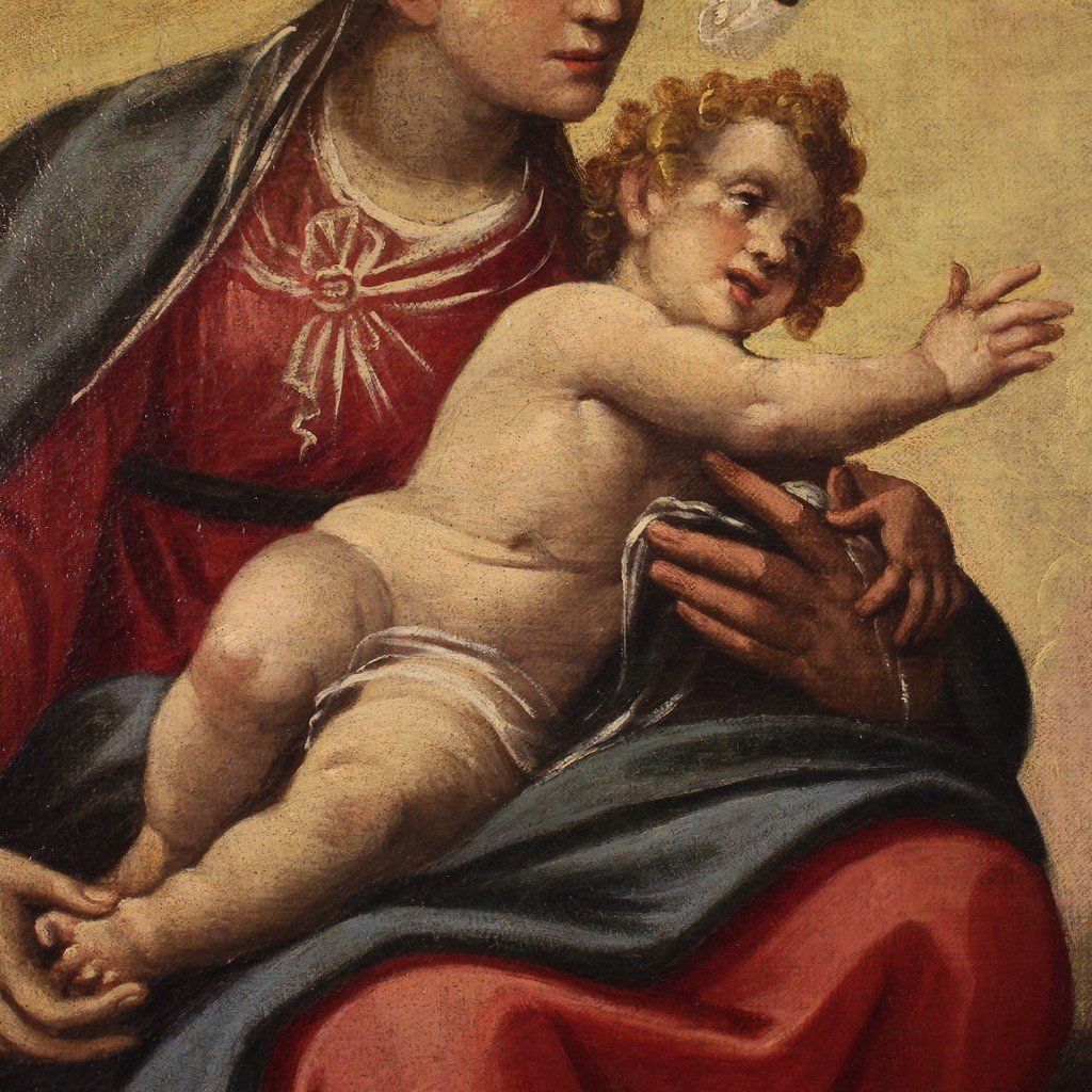 Dipinto religioso italiano del XVII secolo, Apparizione della Vergine a San Giacinto-photo-8
