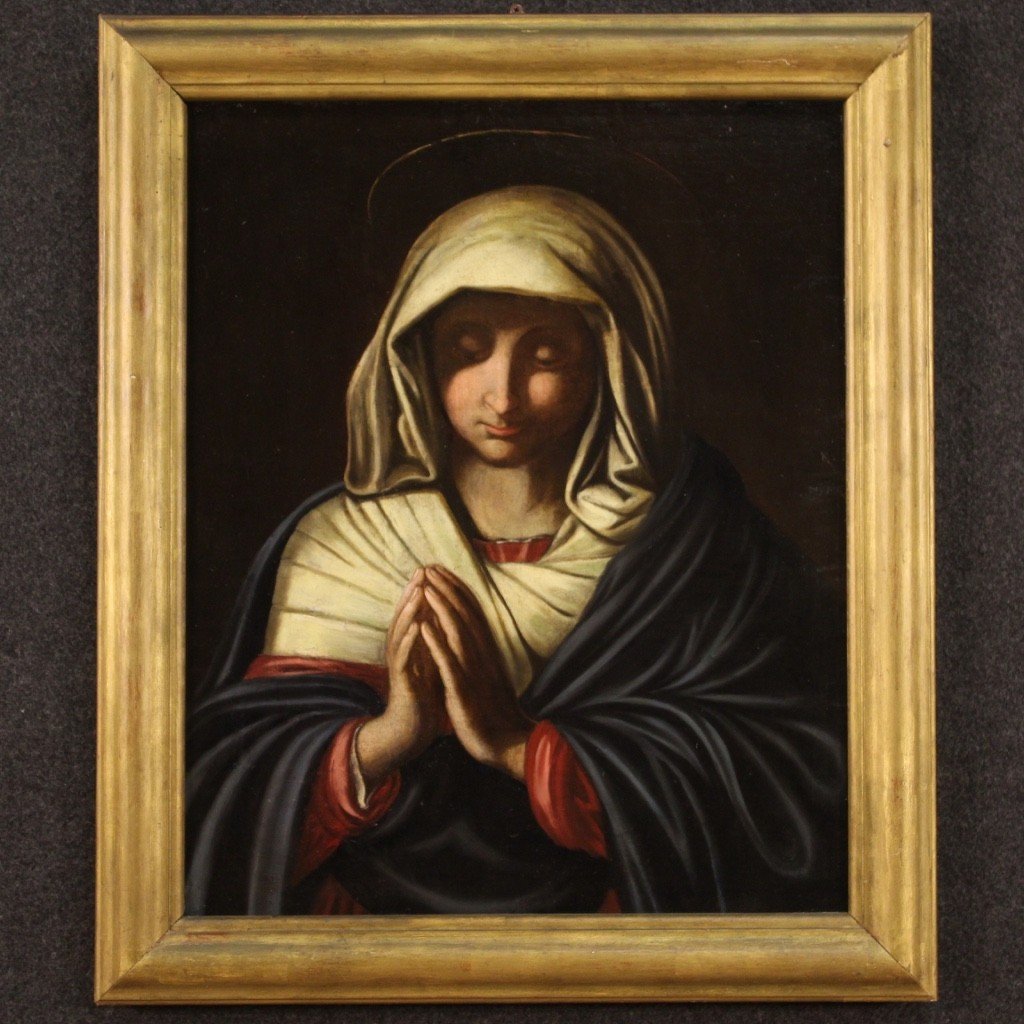 Dipinto Madonna olio su tela del XVII secolo-photo-2