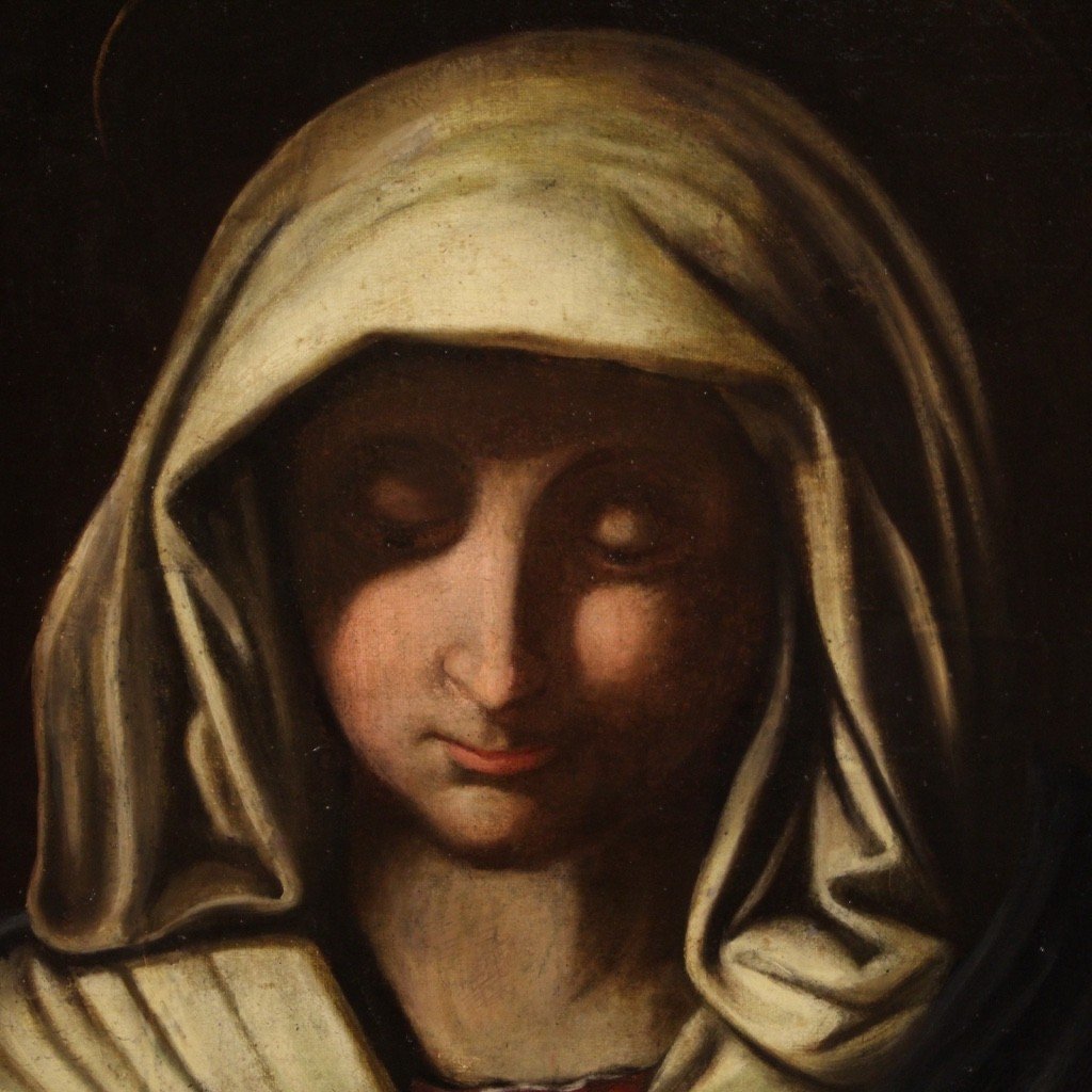 Dipinto Madonna olio su tela del XVII secolo-photo-4