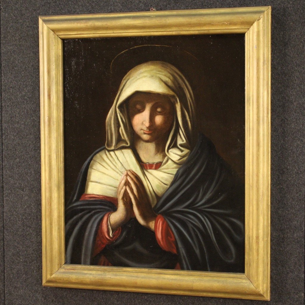 Dipinto Madonna olio su tela del XVII secolo-photo-6