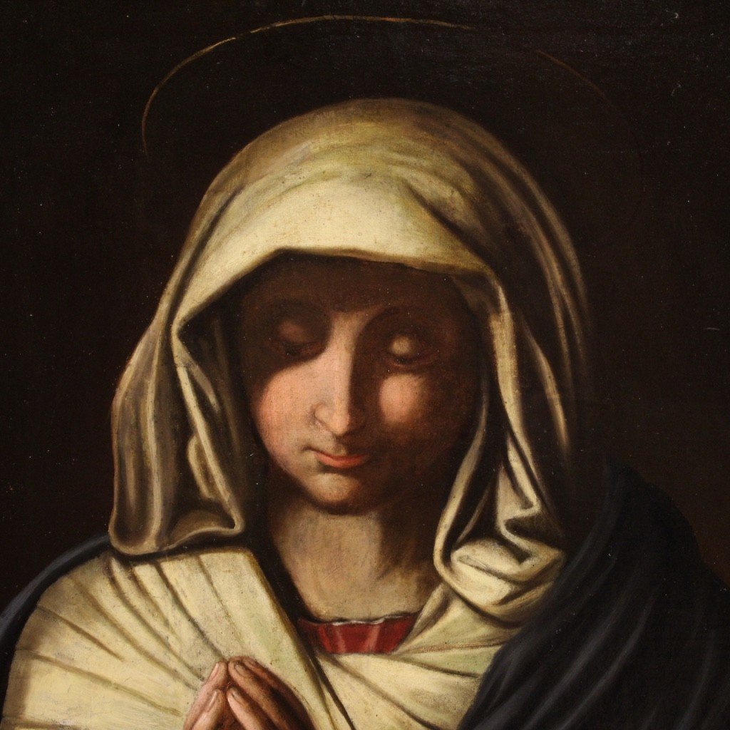 Dipinto Madonna olio su tela del XVII secolo-photo-7