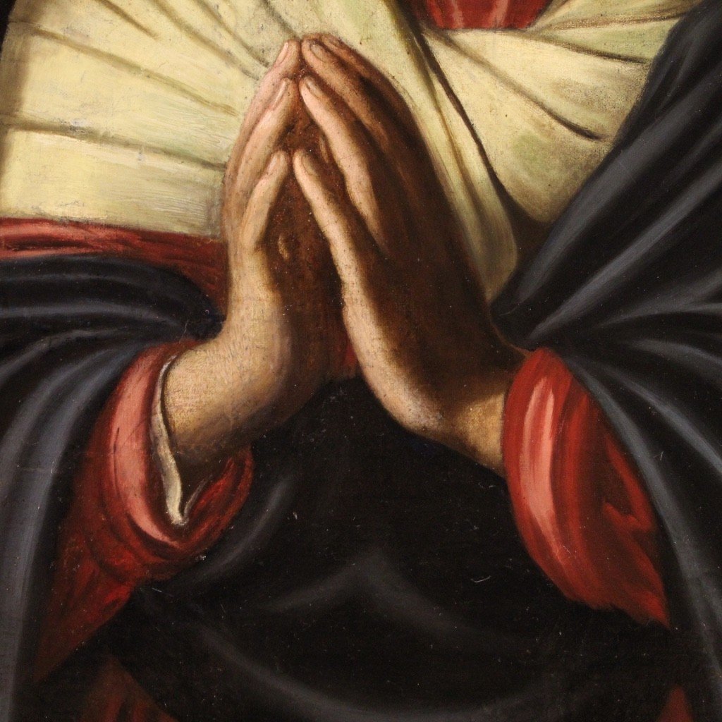 Dipinto Madonna olio su tela del XVII secolo-photo-8