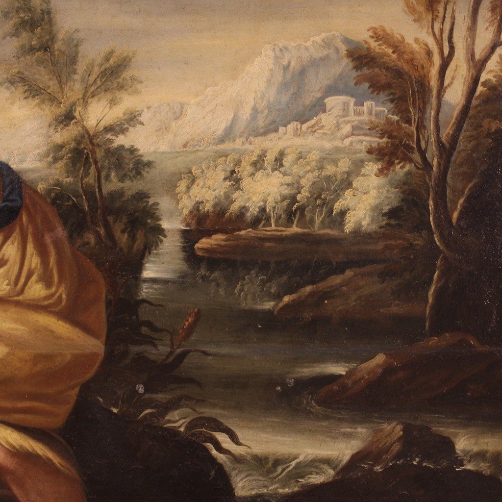 Grande dipinto del XVIII secolo, Mosè salvato dalle acque-photo-6